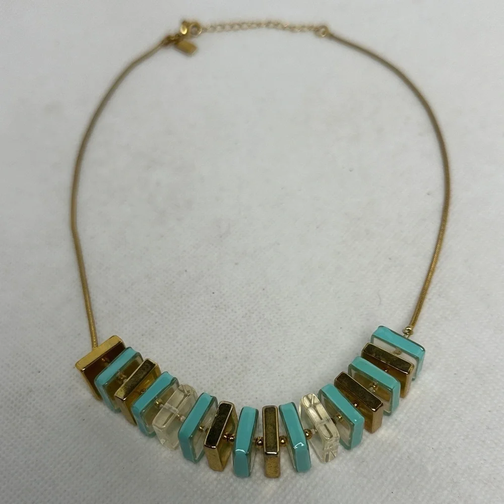 Kate Spade Gold and Aqua Necklace 18” with 2” Extender